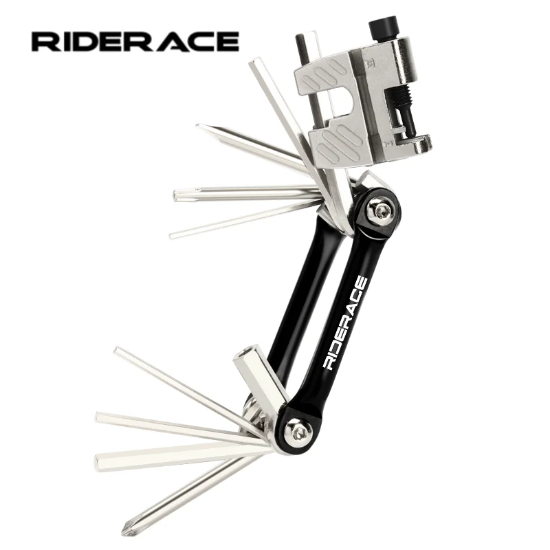 13-in-1 Fahrrad-Reparaturwerkzeug-Set aus CR-V-Stahl, faltbarer Sechskantschlüssel, Speichenschlüssel, Schraubendreher, multifunktionaler Kettenbrecher, Fahrrad-Multitool