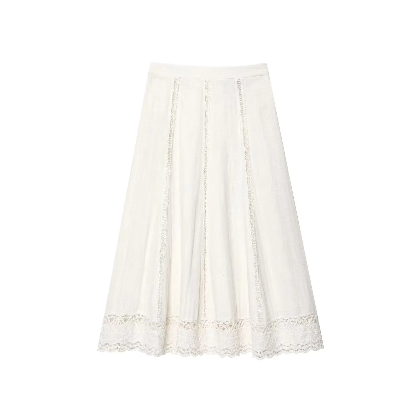 ฤดูใบไม้ผลิเสื้อผ้าสตรีใหม่หวานลูกไม้โครเชต์แฟชั่นเอวสูง Hollow OUT อเนกประสงค์สบายครึ่งชุดกระโปรง