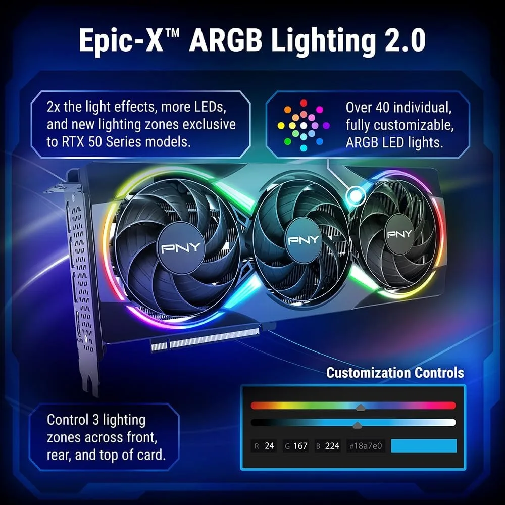 GeForce RTX 5060 Ti 8GB GDDR7 2692MHz Boost Triple Fan ARGB OC SFF Graphics Card PCIe 5.0 HDMI DP image 2