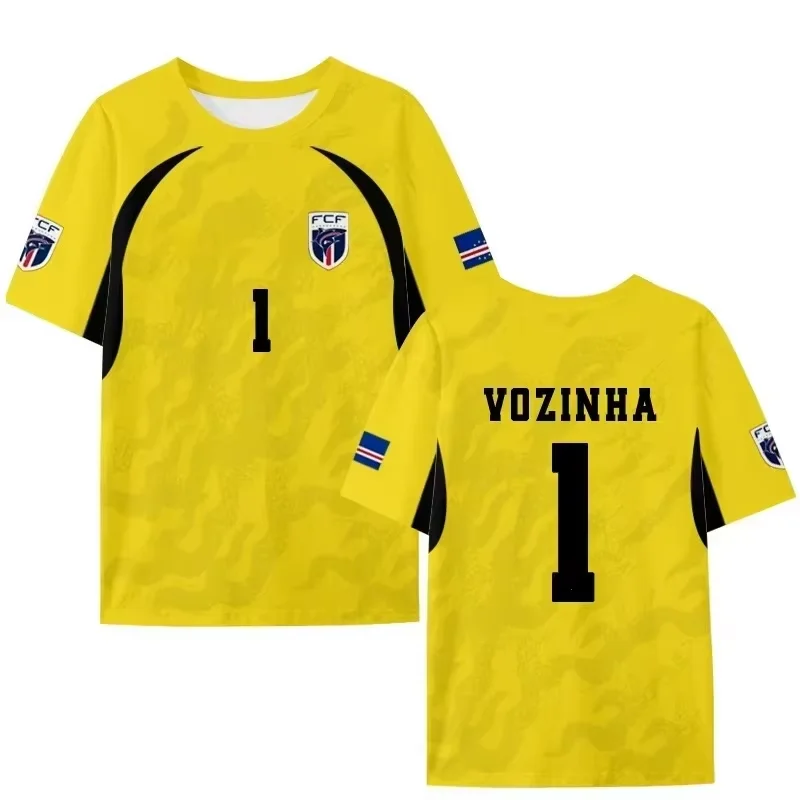 Unisex Cape Verde Goalkeeper Soccer Jersey Vozinha 1 Short Sleeve Regular Fit Cheer Support Fan Shirt