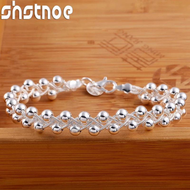 

SHSTONE 925 Sterling silver Bracelet Beautiful Braided beads chain for woman fashion fine jewelry Wedding party gifts