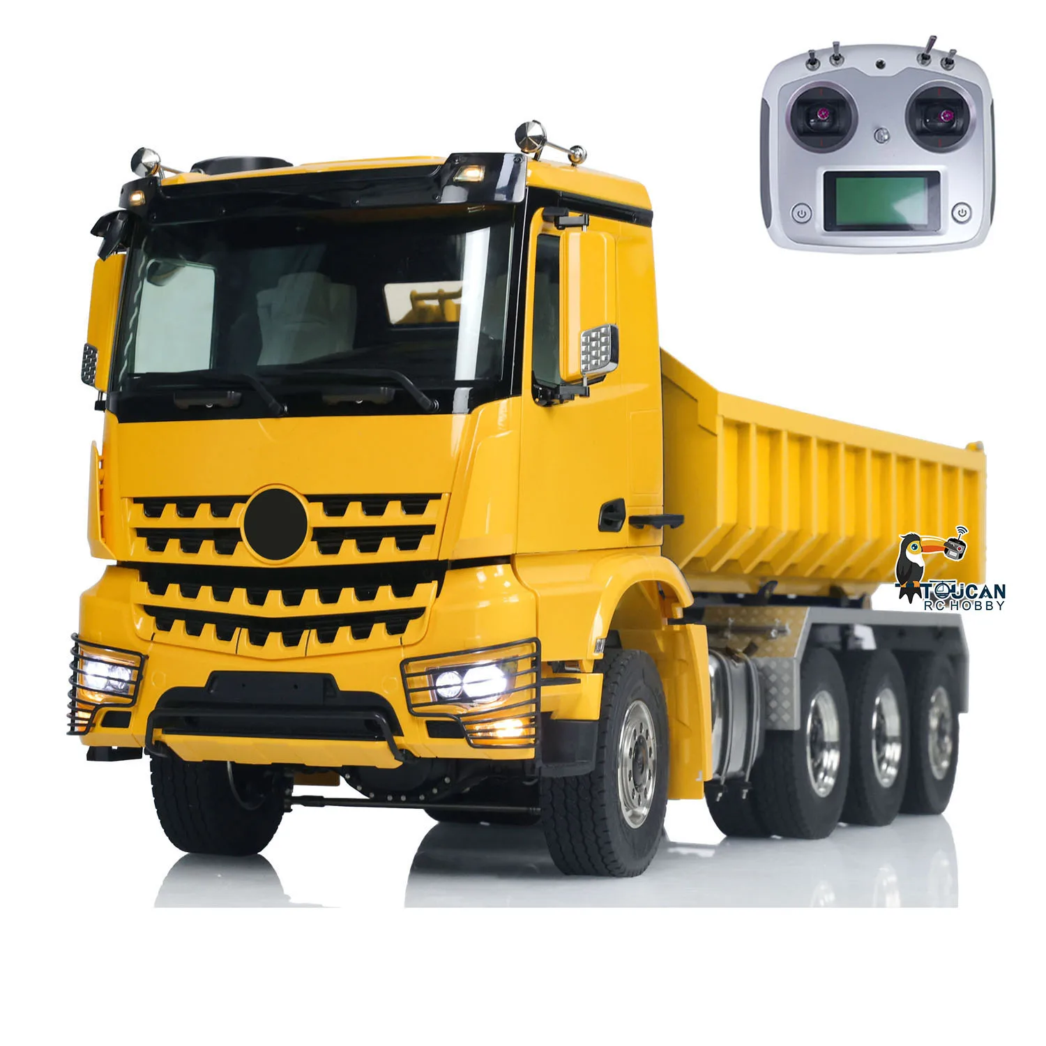 8x8 1/14 RC Hydraulic Full-dump Truck Metal Roll On Dumper Car 3-speed Gearbox Model with Light Sound Rear Axle Lifting TH23873