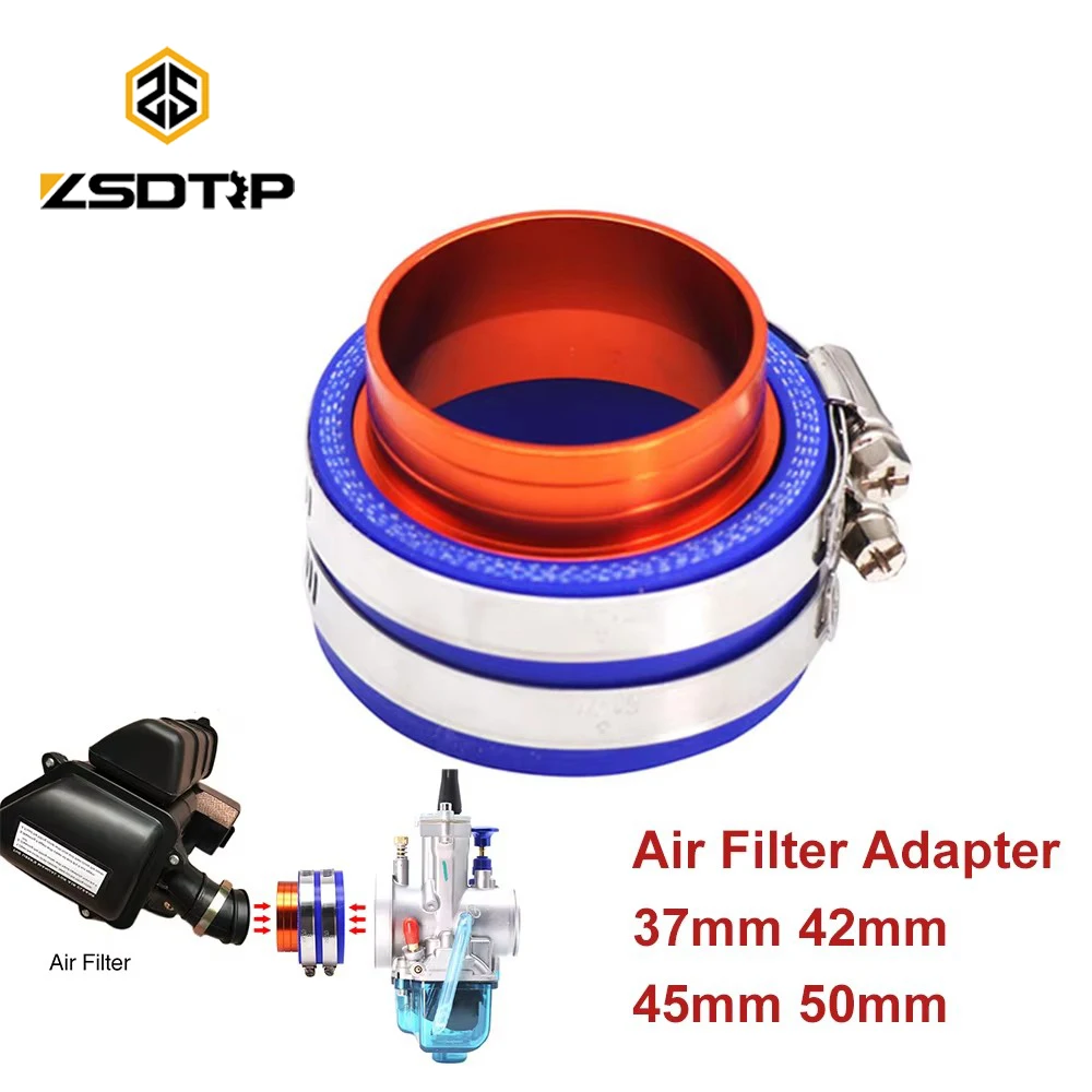 ZSDTRP Universal 37mm 42mm 45mm 50mm Aluminum Rubber Motorcycle PE PWK Carburetor Intake Air Filter Joint Interface Adapter