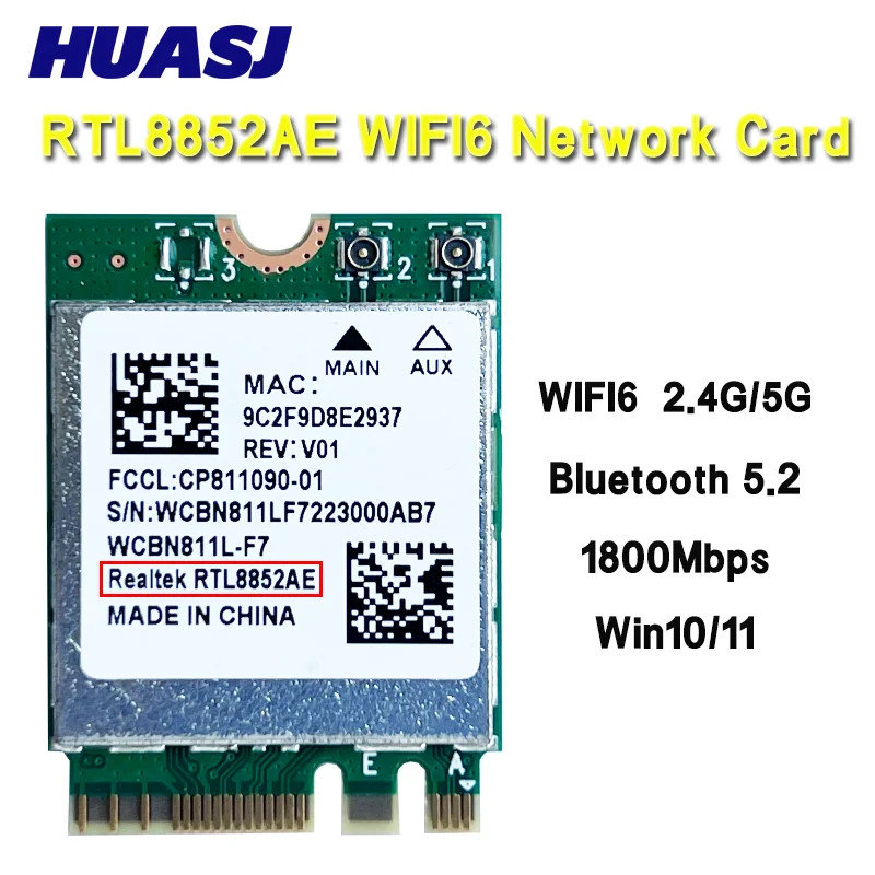 RTL8852AE RTL8852 Wifi 6 2.4G 5G 802.11AC/AX Wireless Module  MU-MIMO Network Card Bluetooth 5.2 for Win 10/11