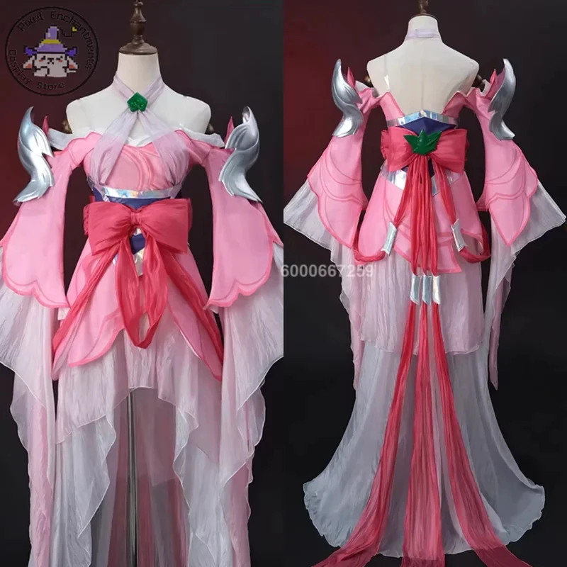Disfraz de Cosplay del Juego ABC123Top, La Furia de la Tormenta, Disfraz de Anime de Janna, Ropa de Juego de Rol, Vestido Rosa Tradicional para Mujer Adulta Comi3;b,6/k'5;