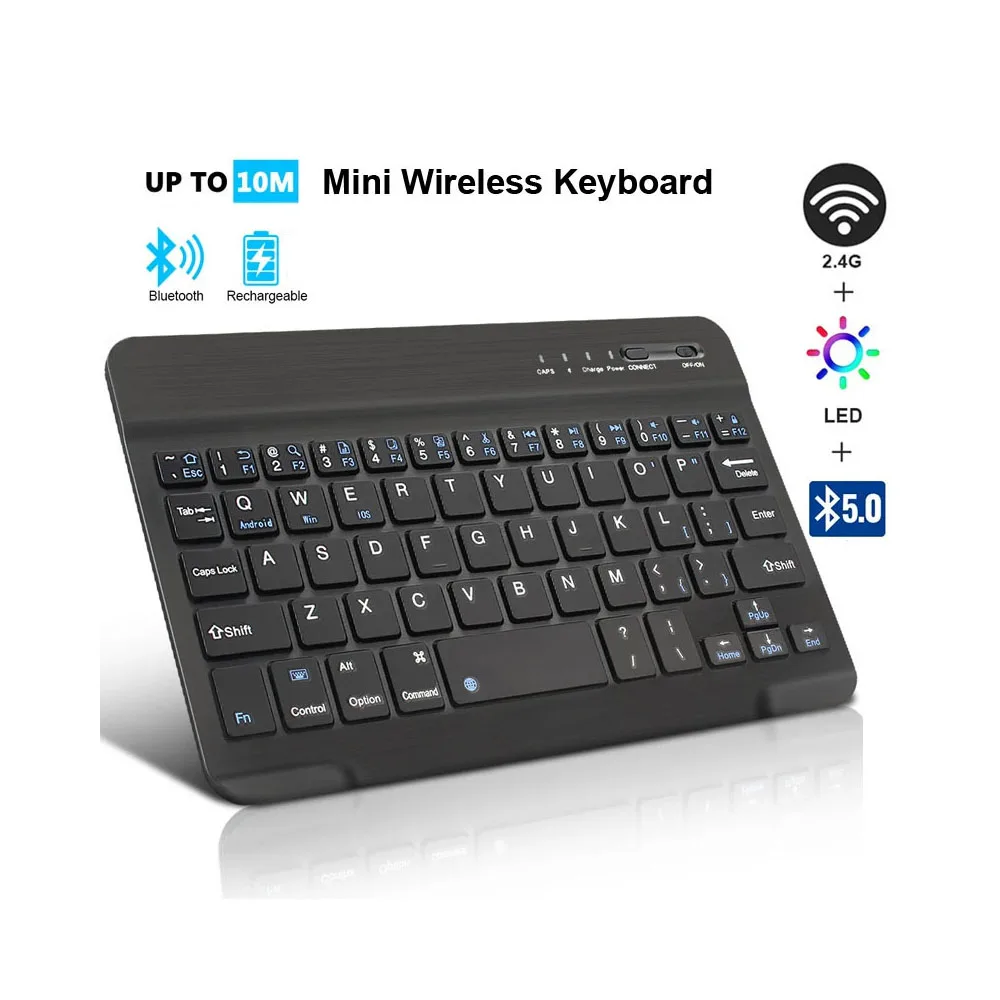

10-дюймовая беспроводная клавиатура Bluetooth, совместимая с Bluetooth, все устройствами Bluetooth, многоязычная перезаряжаемая клавиатура