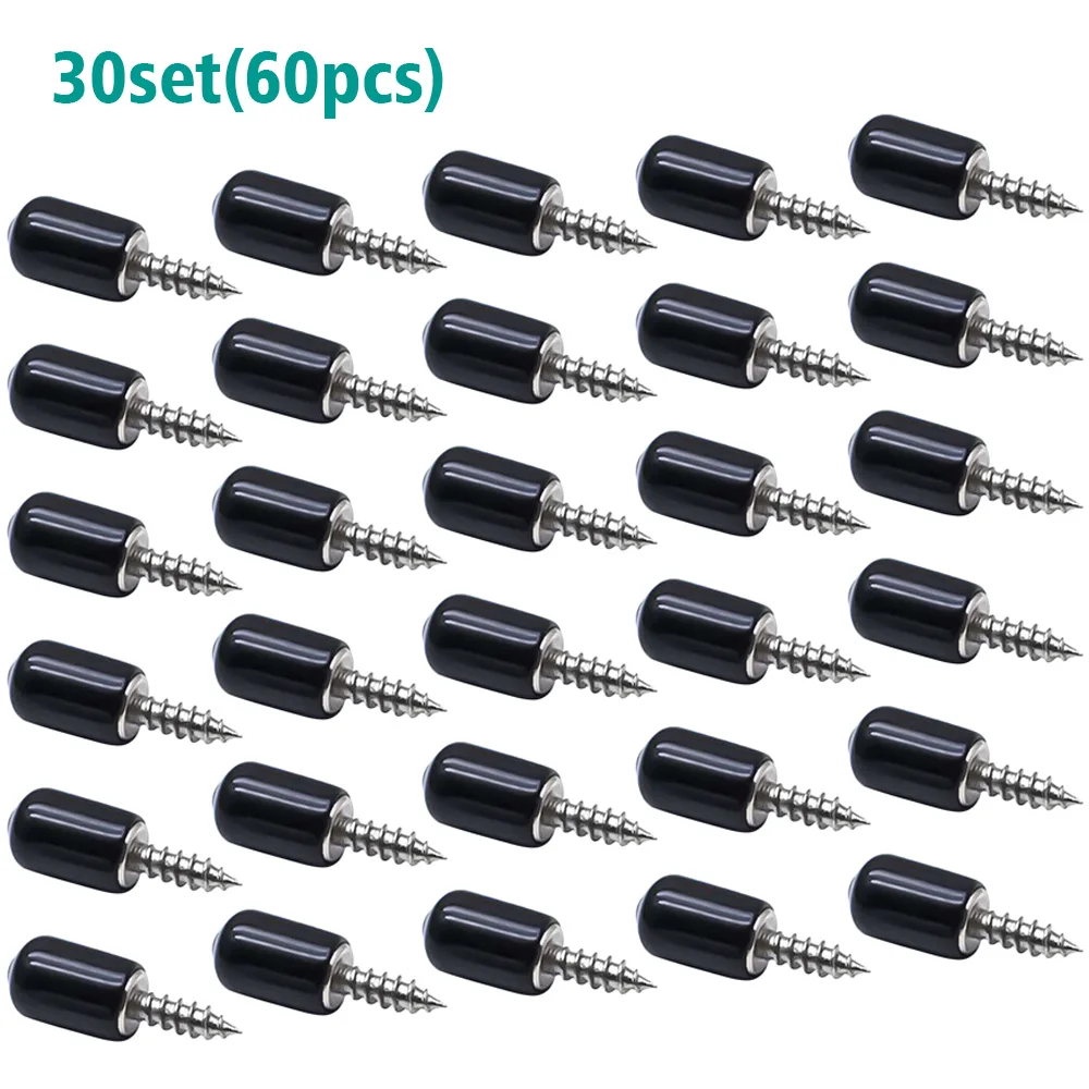 30 Sets (60 Pcs) of Black Self-Tapping Phillips Head Screws with Rubber Sleeves for Supporting Wardrobes, Cabinets, Glass Shelve