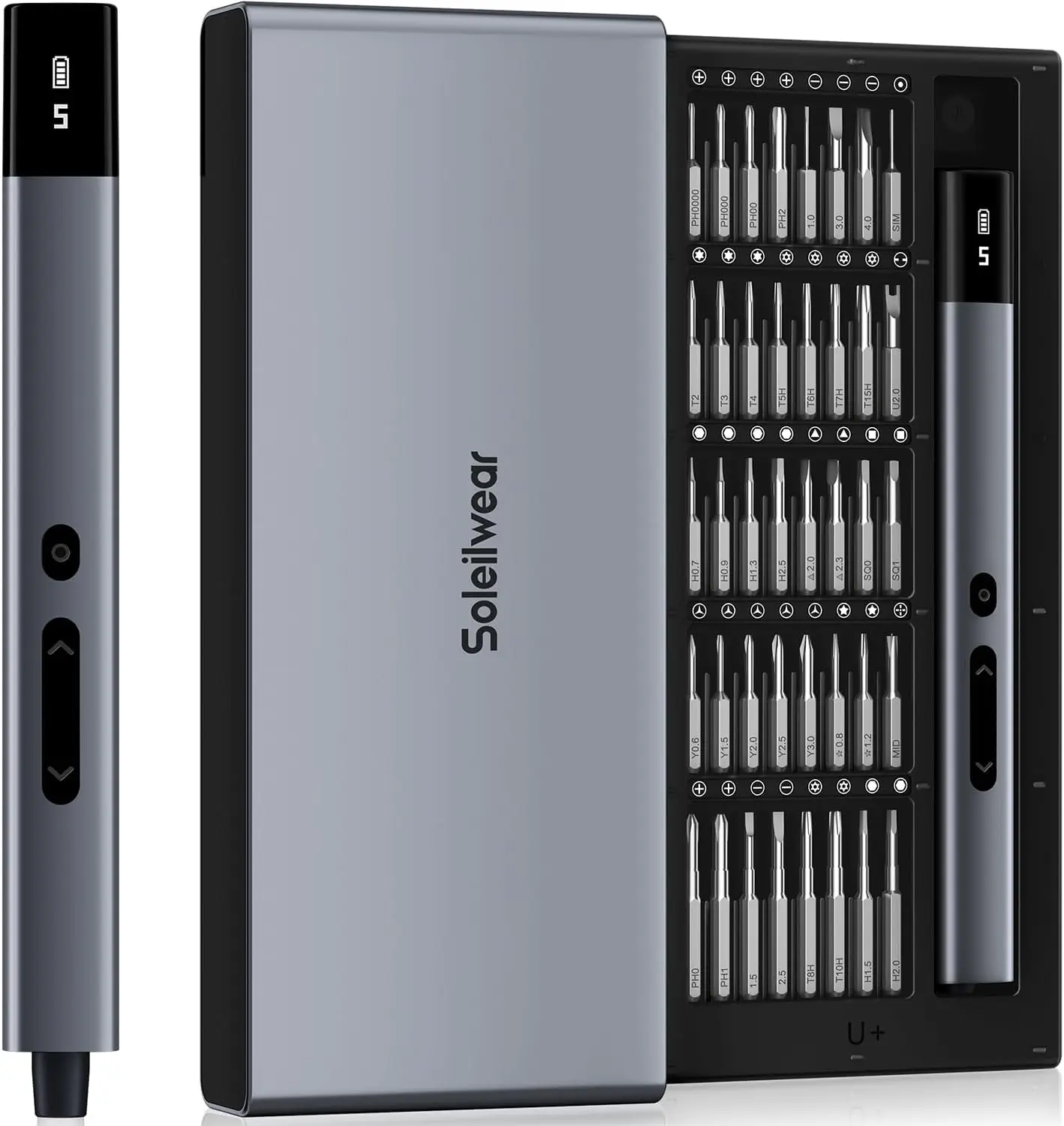 

5 Torque Electric Screwdriver Set, 50-in-1 Cordless Kit for Laptop & Phone Repair with LED Light