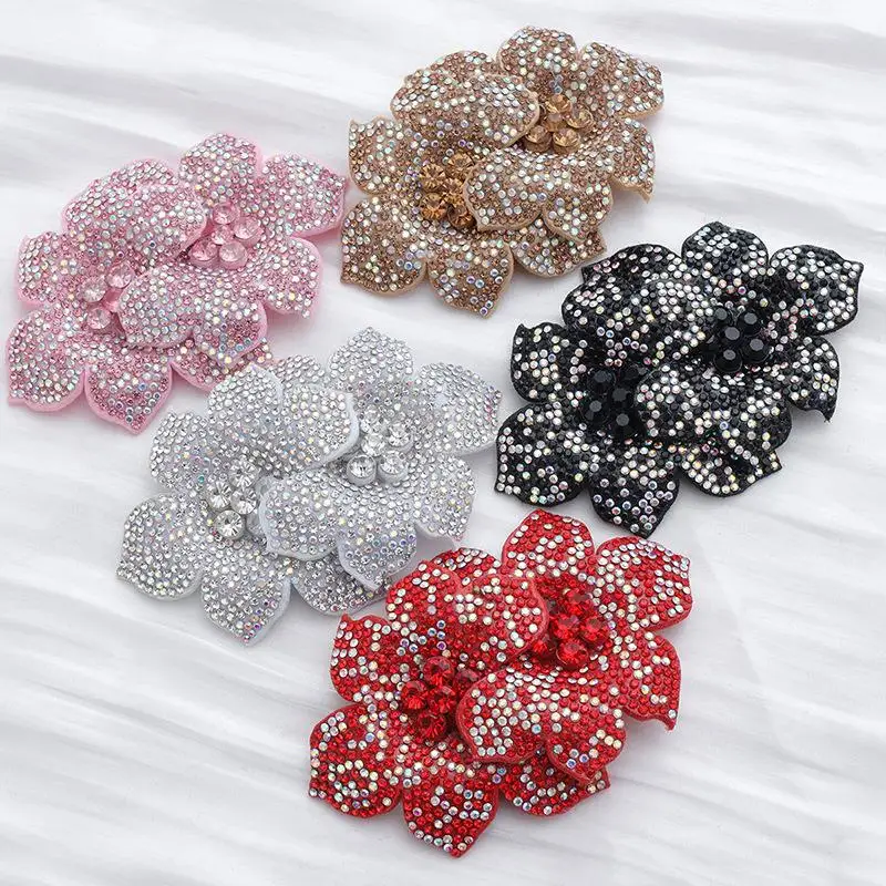 Rhinestone Flower Hotfix Applique Sparkle Scratch Resistant Iron on Patch for Clothing Sneakers Purse DIY Handcraft Projects