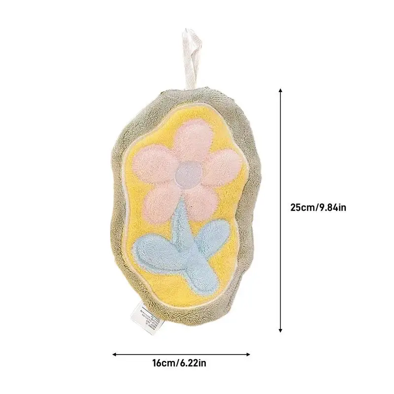 Hand Towel With Loop Hand Dry Towels For Kitchen & Bathroom Fast-Drying Hangable Flower Towel For Easy Hand Drying Suitable For