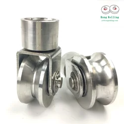 2 inch 304 stainless steel sliding door universal wheel,track roller pulley v/u groove roller 360 degree,1pcs/lot