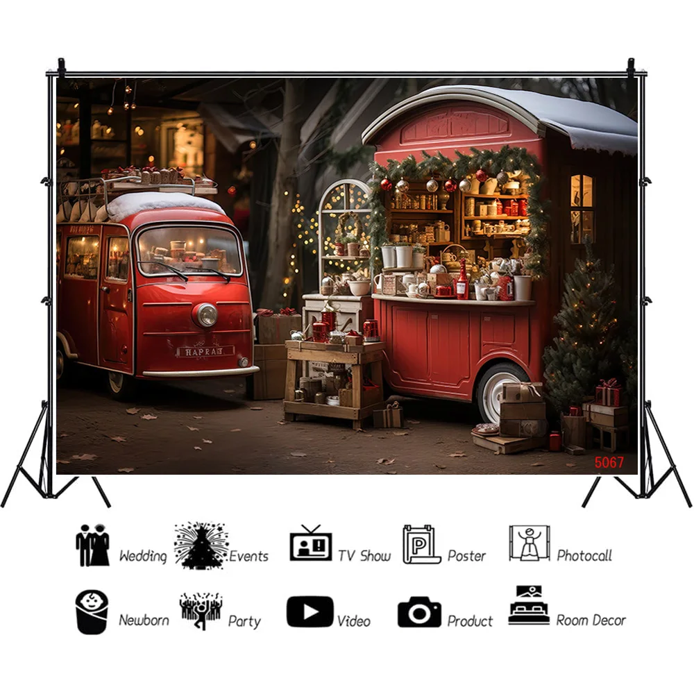 SHENGYONGBAO Christmas Day Fireplace Photography Backdrops New Year Candy Chimneys Store Ball Window Studio Background WW-64