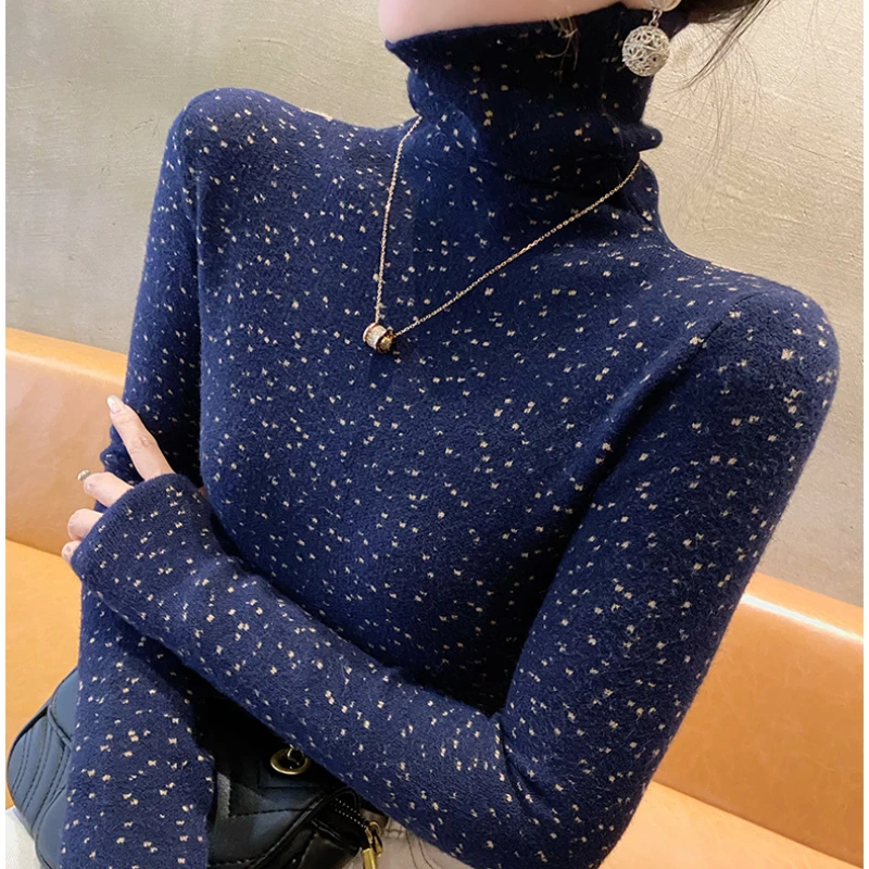 New Autumn Winter Women Turtleneck Sweater Warm Pullover Slim Black Knitted Khaki Top Sweaters for Women 2023 Office Ladies Tops