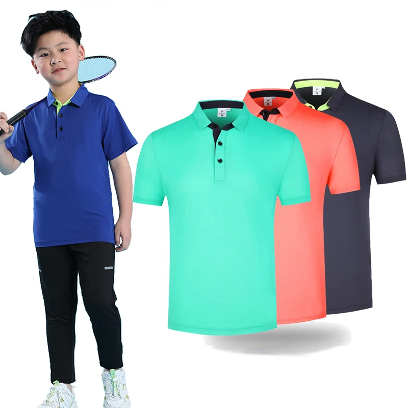 (4XS-XS)Quick-dry Short Sleeve T-shirt Children Golf Family Outings Tops Roller Skating Tennis Basketball Badminton Sport Shirt