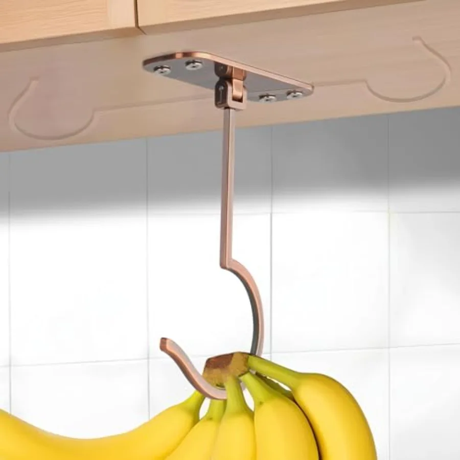 Soporte para Plátanos Debajo del Gabinete, Colgador de Plátanos Metálico Plegable para Mantener los Plátanos Frescos, Soporte Debajo del Gabinete para Plátanos u Otros Artículos de Cocina