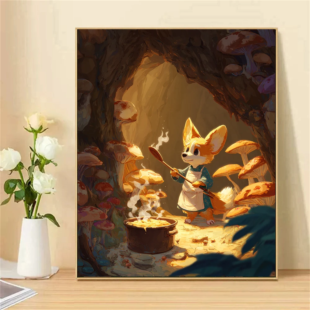 Paint by Numbers For Adult Kit The Fox Cooking Soup DIY Dropshipping acrylic Oil Painting Canvas by Number Home Decor
