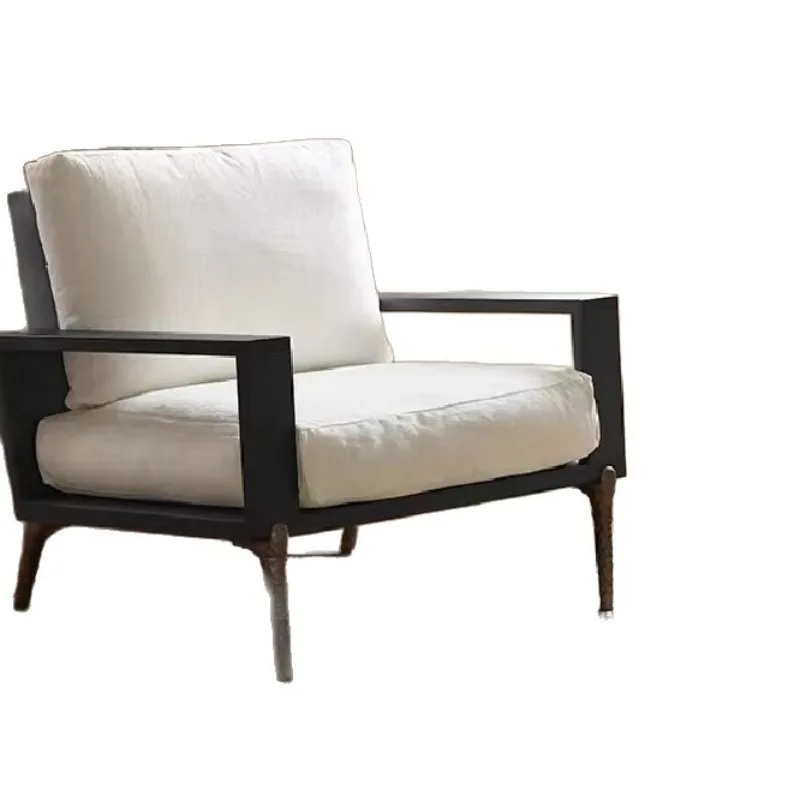 American retro single sofa chair, solid wood Nordic light luxury leisure chair