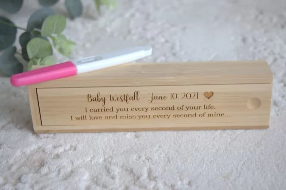 شخصية فقدان الحمل محفورة صندوق تذكار حامل اختبار الحمل لذكرى الهيكل التفكير عنك الحزن هدية