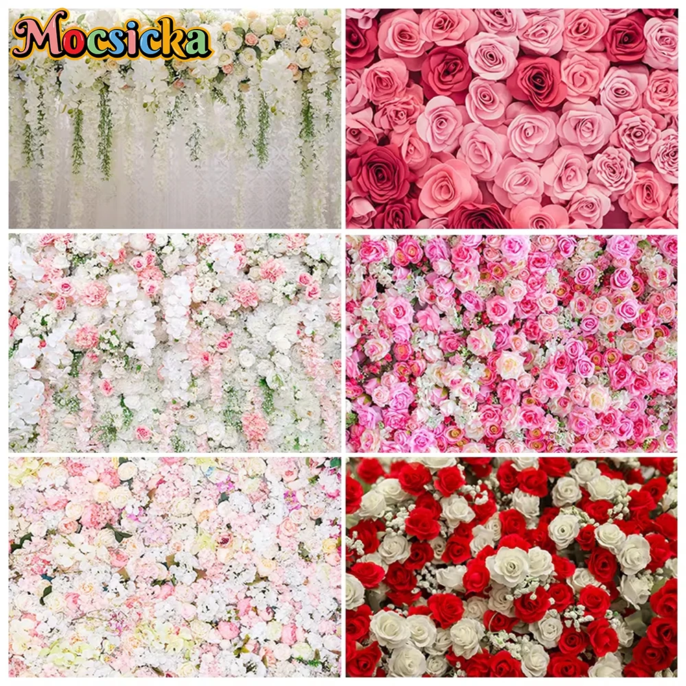 

Mocsicka Mother's Day Backdrop Photography Pink Flower Wall Party Decor Maternity Dresses Photoshoot Photo Backgrounds Wallpaper