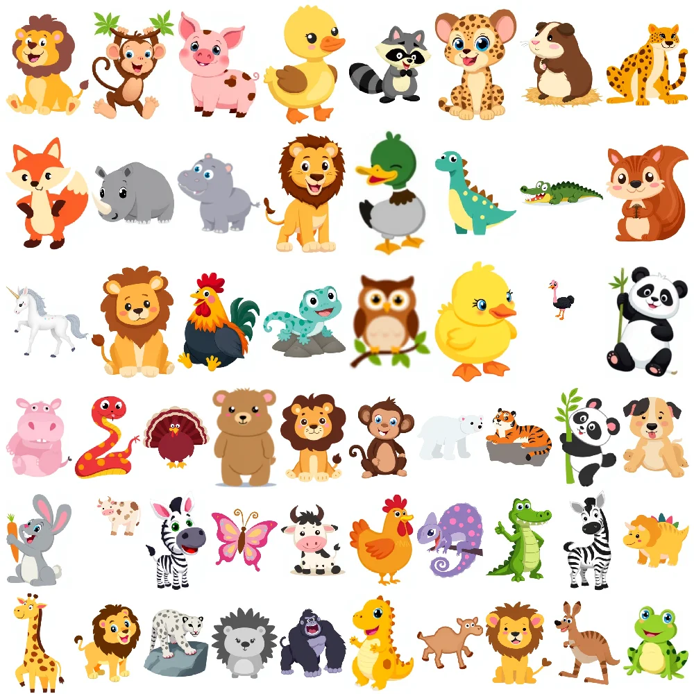 

54pcs Temporary Tattoo Waterproof Long-lasting Body Stickers Hamster Sticker Pig Sticker Leopard Sticker For Cheeks Arms Boys