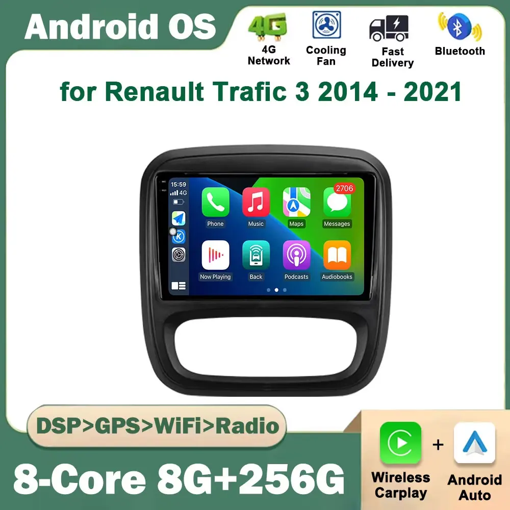 

Android Auto DSP Stereo for Renault Trafic 3 2014 - 2021 Car Radio Multimedia Video Player GPS Navigation Bluetooth Touch Screen