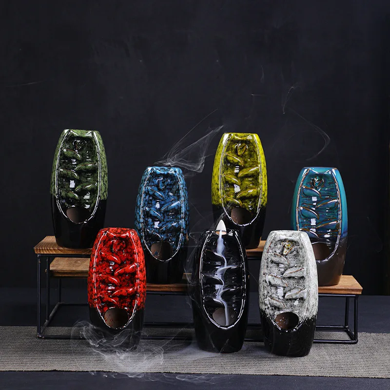 Medium-Sized Backflow Ceramic Incense Burner - Creative Home Decor with Zen Aesthetic, for Sandalwood & Kiln-Changed Glaze