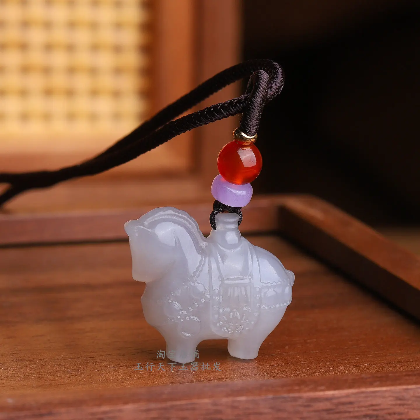 Natural genuine Hetian smoke purple Tang horse pendant men and women pendant zodiac horse pendant item