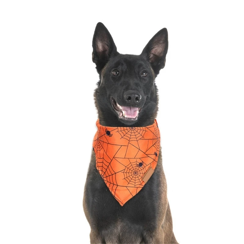 Bandanas en forme tête mort pour chien, écharpes triangulaires, foulard pour animaux compagnie, Halloween