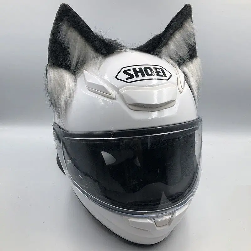 Decorative canine ear motorcycle skiing helmet universal accessory for both men and women riders, containing internal support. view 2
