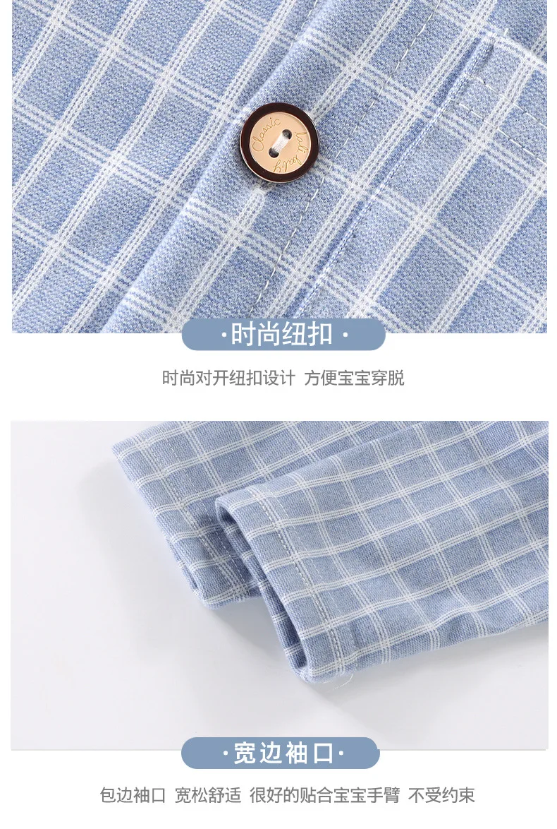 Langarm-Langhosen-Mädchen-Pyjama, kariertes Loungewear-Set, Herbst-Winter-Loungewear, dickes zweiteiliges Set, Pyjama mit Kragen für Kinder und Jungen – Detail 13