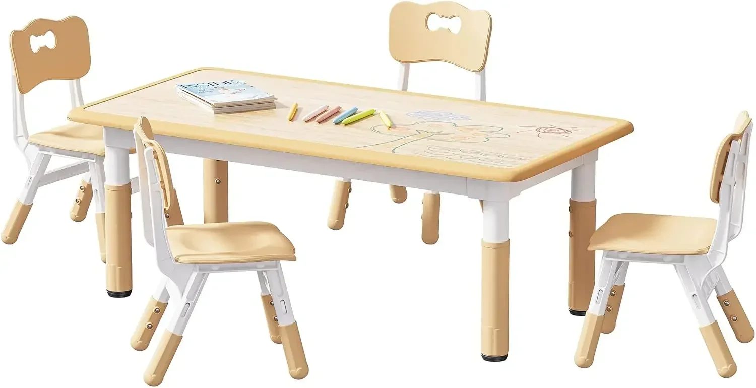 

Adjustable Height Toddler Desk and Chair Set, Toddler Desk and Chair Set, Graffiti Tabletop, Anti Slip Legs