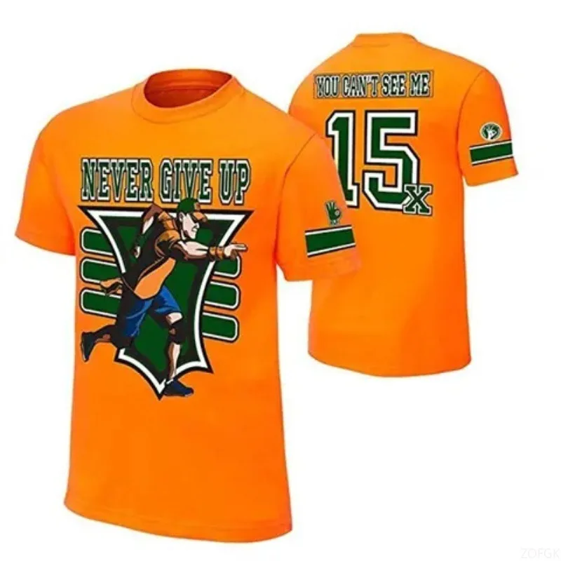 تي شيرت رياضي غير رسمي ومريح للسباق لعام 2024 مصارع يوهان سينا ثلاثي الأبعاد مطبوع عصري فضفاض برقبة مستديرة