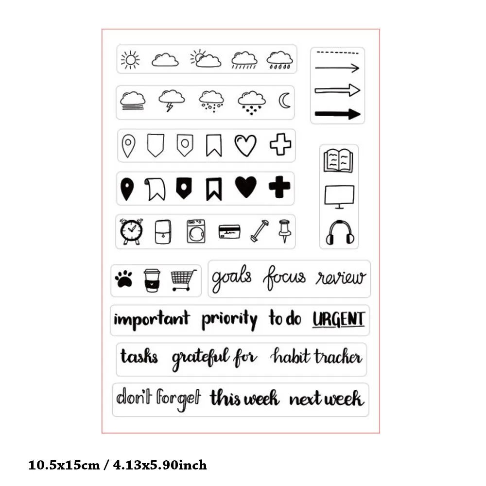 Scrapbooking Clear Stamp Weather Signal Arrowhead Design Month Calendar Pattern for Diary Junk Journal Deco Silicone Stamping