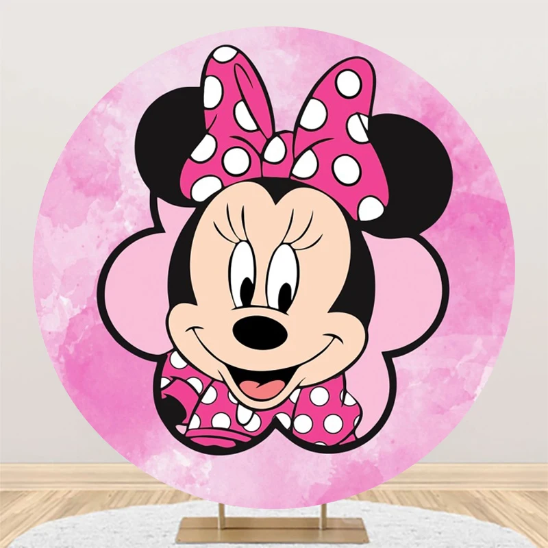 Disney Minnie Mouse Elastic Circle Backgrounds For Photographs Photo Background Baby Shower Birthday Party Decoration Photozone