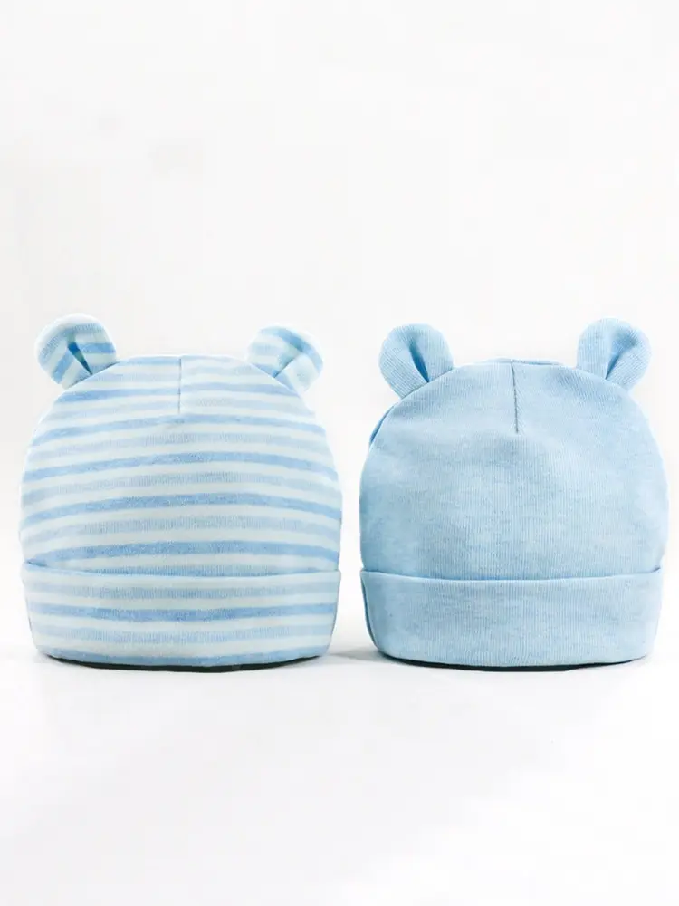 2pcs MEN\'S AND WOMEN\'S Autumn and Winter Hats, 0-6 Months Old Newborn Cotton Tire Hats, Child Accessories