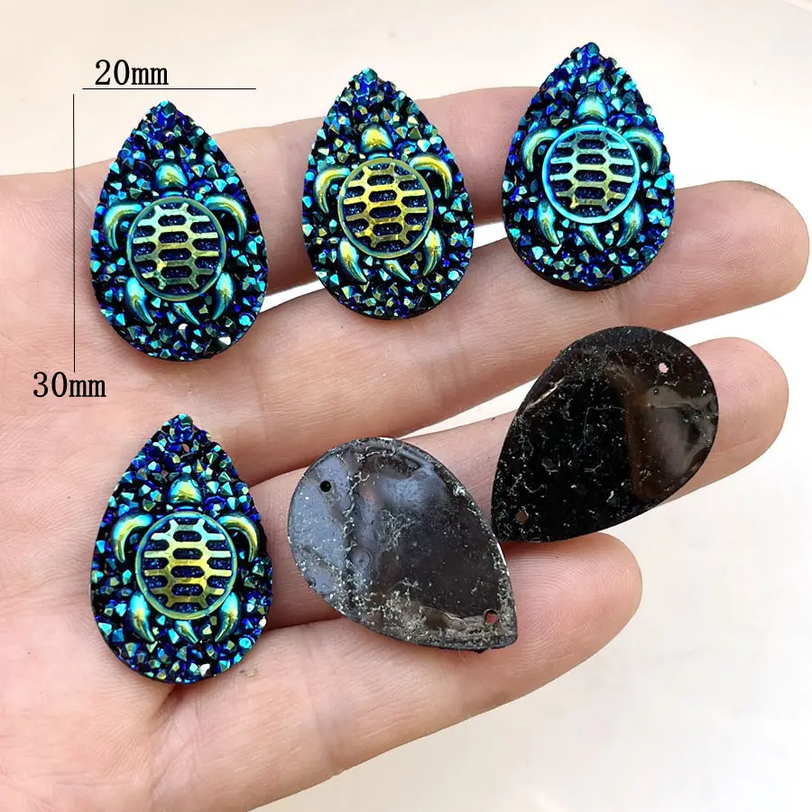 Charm Turtle Ore Resin rhinestone Flat back scrapbook Sewing Drop shaped Rhinestone diy Indigenous earring decoration