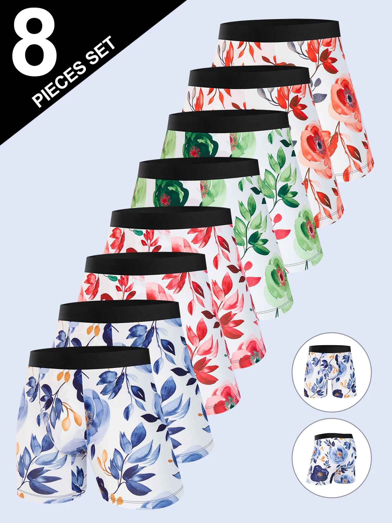 ชุดชั้นในชายใหม่ 4 คู่ แฟชั่นทันสมัย ลายดอกไม้ส่วนตัว กางเกงบ็อกเซอร์ชาย ใส่สบาย ระบายอากาศได้ดี กางเกงนุ่ม