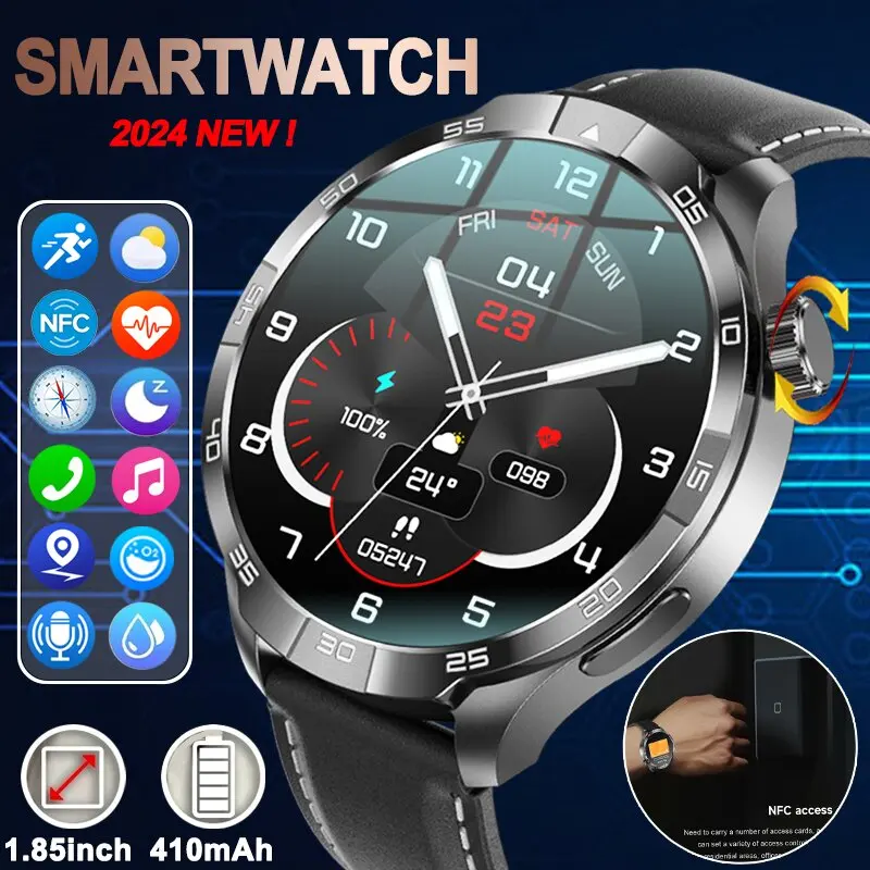 

New For Android&IOS Outdoor Sport GPS Smart Watch Men 1.85' 360*360 HD Screen NFC IP67 Waterproof Bluetooth Call Smartwatch 2024