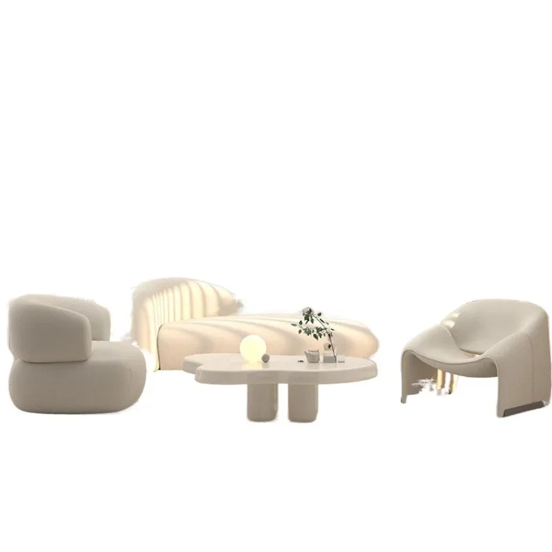 

Modern simple clothing store Cream wind arc Internet celebrity fabric sofa