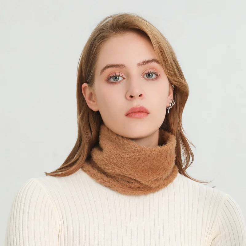 2024 Cashmere Warm Winter Ring Scarf Solid Color Soft Plush Thick Outdoor Sports Men Women Neckerchief Face Mask Muffler Wrap