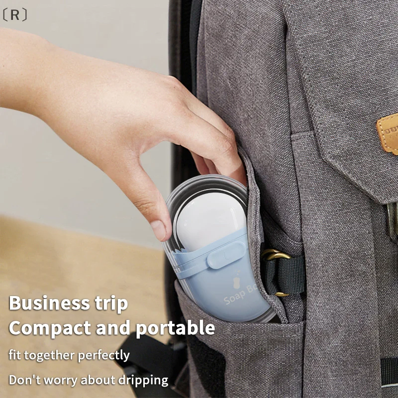 

〔R〕Portable Soap Box With Lid Sealed And Drainable Soap Case Storage Dish Bathroom Drain Tray For Camping Outdoor Container