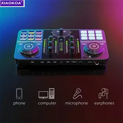 XIAOKOA Professional Podcast Microphone SoundCard Kit for PC Smartphone Laptop Computer Vlog Recording Live Streaming YouTube