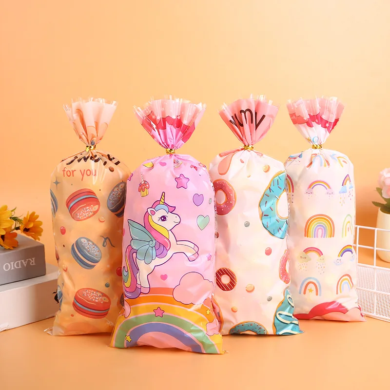 50 stücke Einhorn Party Süßigkeiten Geschenk beutel Keks Snack Verpackung Tasche Kinder Mädchen Regenbogen Einhorn Thema Geburtstag liefert Baby party