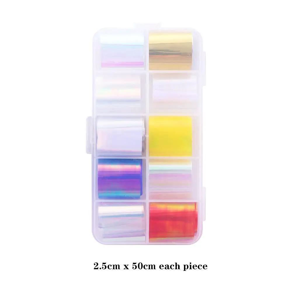 Glitter Decal Nail Stickers Transfer Paper Nails Art Decoration Laser Cellophane Aurora Broken Glass Foils Nail Foil Film
