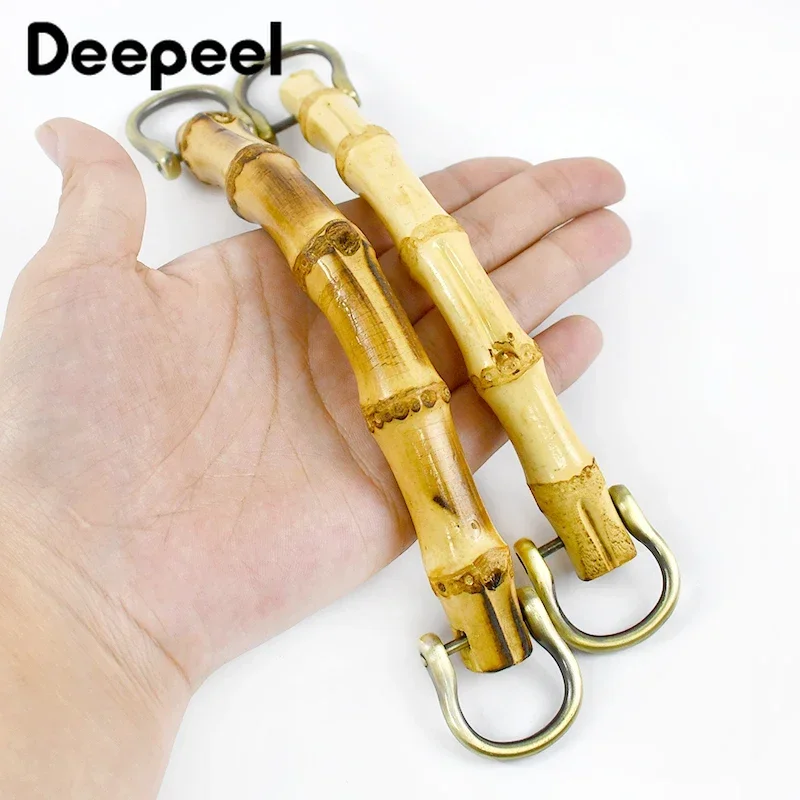 2/4Pcs Deepeel 150mm Bag Handle Bamboo Purse Frame Kiss Clasp for Handbag Wallet Wooden Connector Handles DIY Bags Accessories