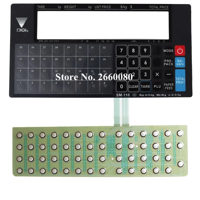 

10set/lot SM-100CS SM110B Keyboard Set for Digi SM110 Bench Scales SM100B Keyboard Internal Circuitry With Overlay