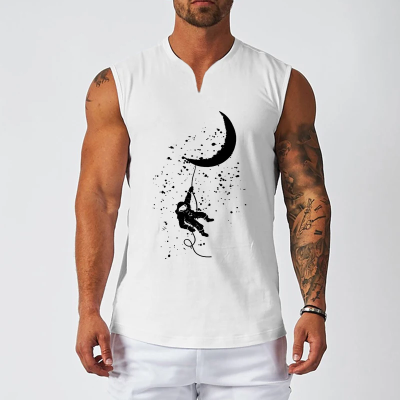 

Gym Bodybuilding Training Running Sport Tank Tops Mens Casual Sleeveless Breathable Shirts Fitness Muscle Cotton V-Neck Singlets