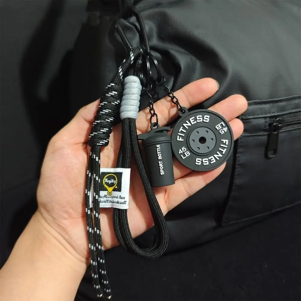 

Dopamine Big Dumbbells Keychain D-shaped Buckle Detachable Simulation Kettlebell Keyring Creative Barbell Plates