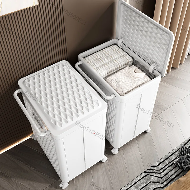 Integrated folding storage finishing box, new large-capacity clothing quilt storage basket, multi-work belt pulley