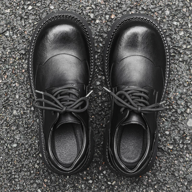 

Spring Autumn Men Thick Soled Derby Shoes High-end Niche Upturned Casual Height Increasing Wear-resistant Couple Shoes
